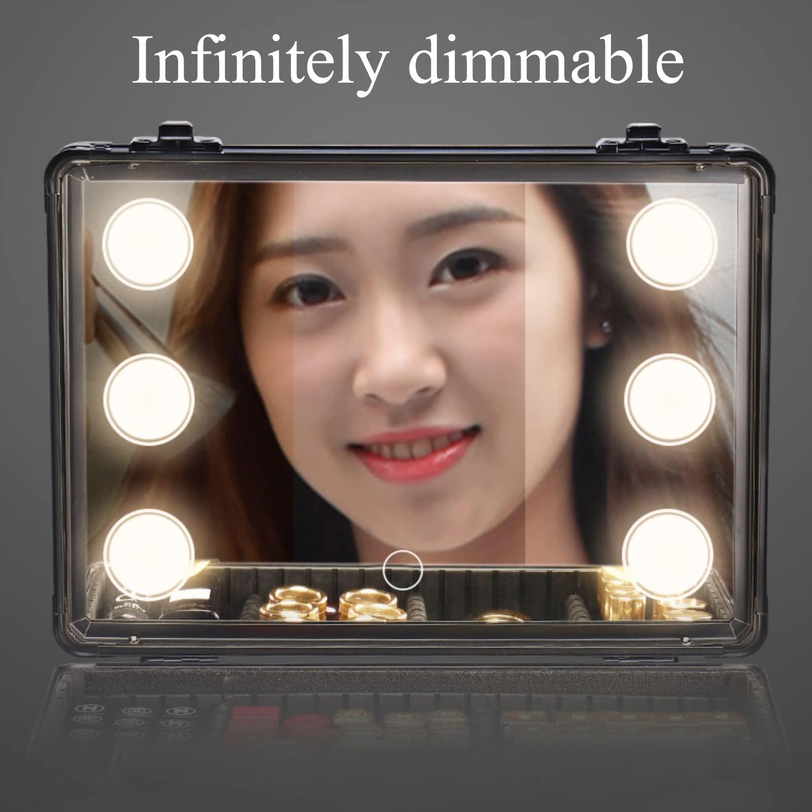 HJXGQJM Rolling Makeup Case Professional Makeup Train Case Makeup Artist Travel Organizer, Three-tone Lighting, Adjustable Divider Design, Makeup Case Professional Makeup Case Omni-Directional Wheels ( Color