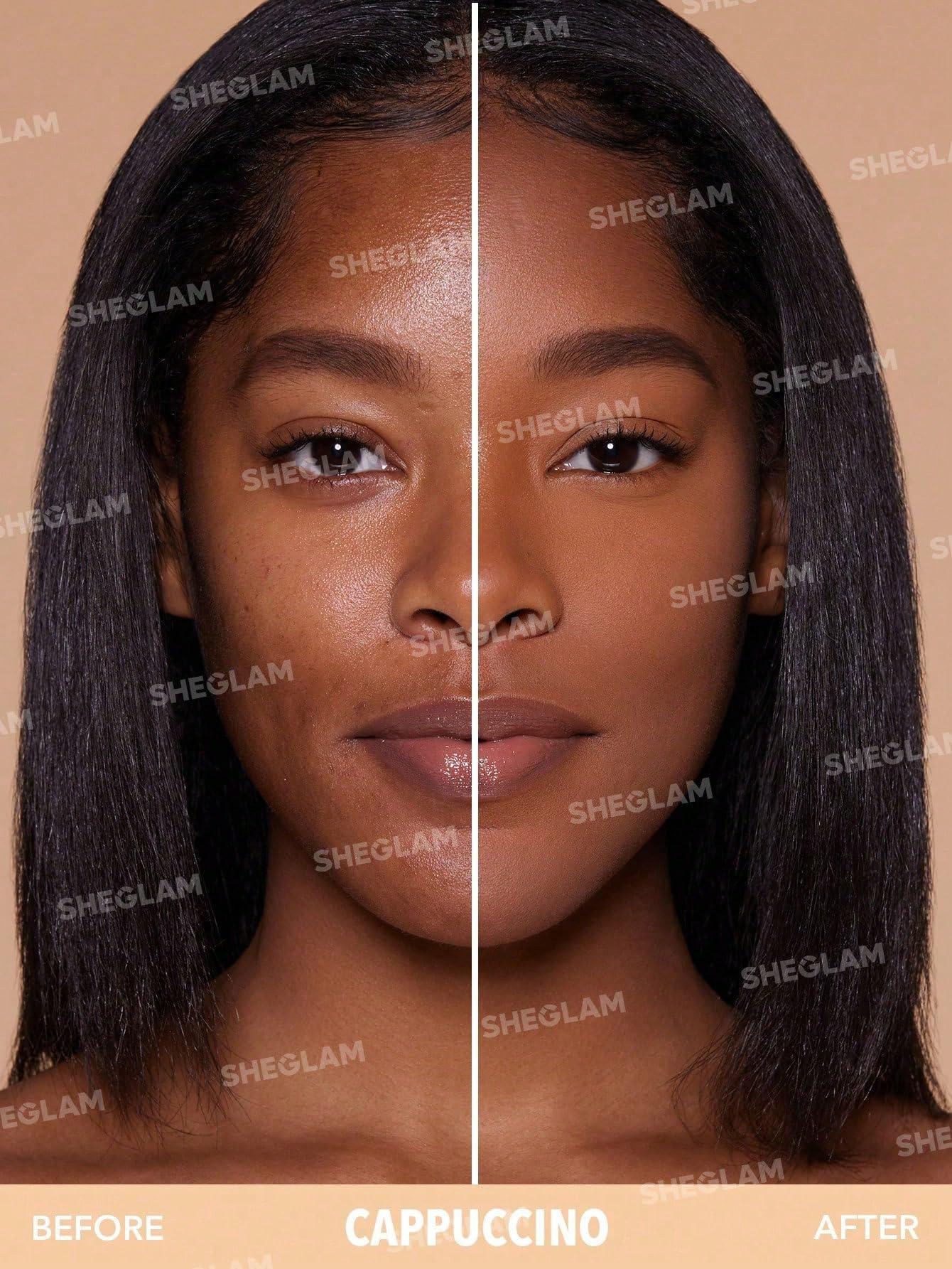 SHEGLAM SHEGLAM SKin-Focus Full Coverage Powder Foundation Oil-Control Lightweight Face Pressed Powder Makeup-Saddle