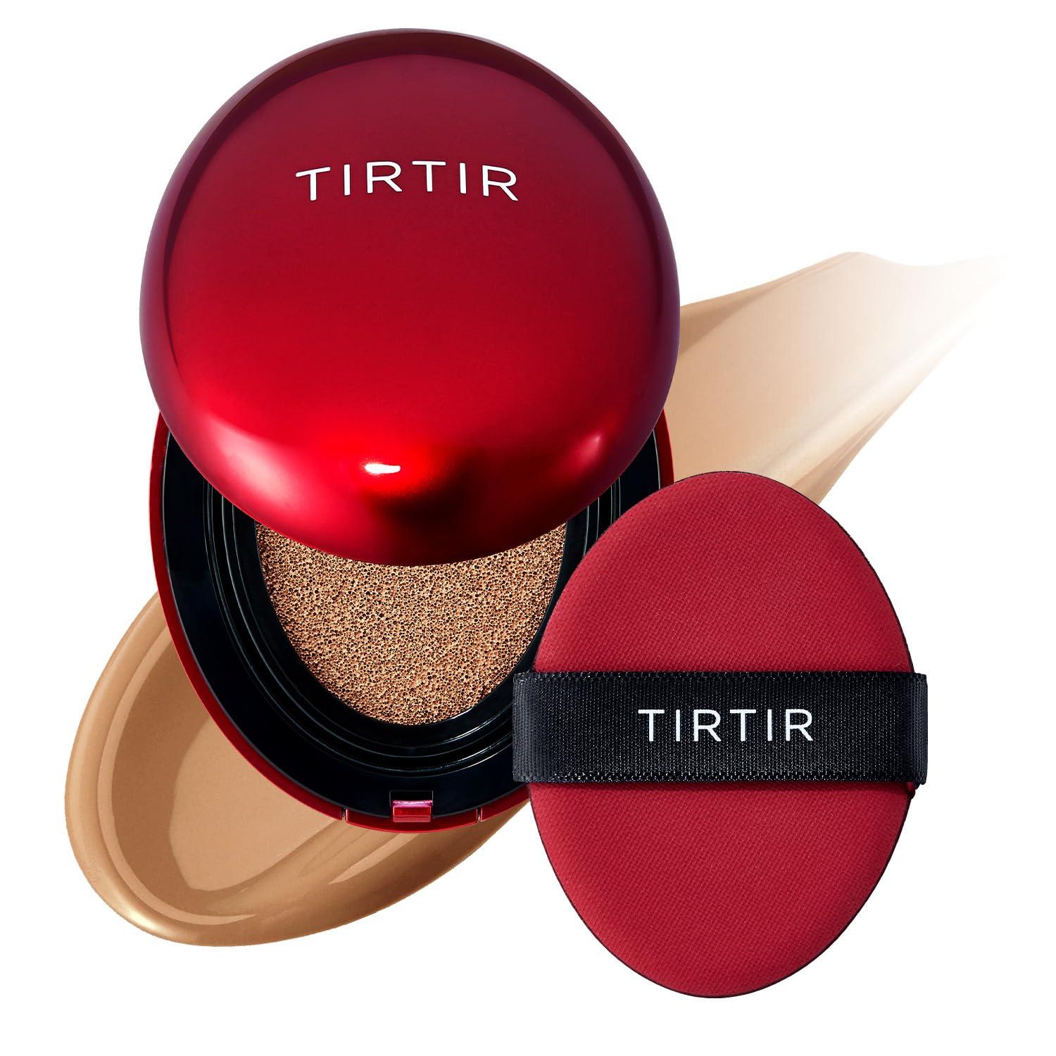 TIRTIR TIRTIR Mask Fit Red Cushion Foundation | Full coverage, Weighless, Skin fit, Satin Glow Finish, Korean cushion foundation (#34N Pecan, 0.63 Fl Oz (Pack of 1))