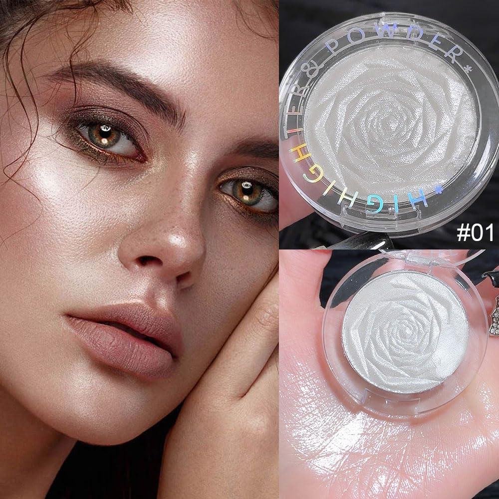 evpct evpct Pearl White Silver Face Highlighter Makeup, White Shimmer Glitter Diamond Sparkly Highlighters Makeup Eyeshadow Palette Powder for Face Body Cheek Skin, inner corner Eye Highlighter Makeup 01
