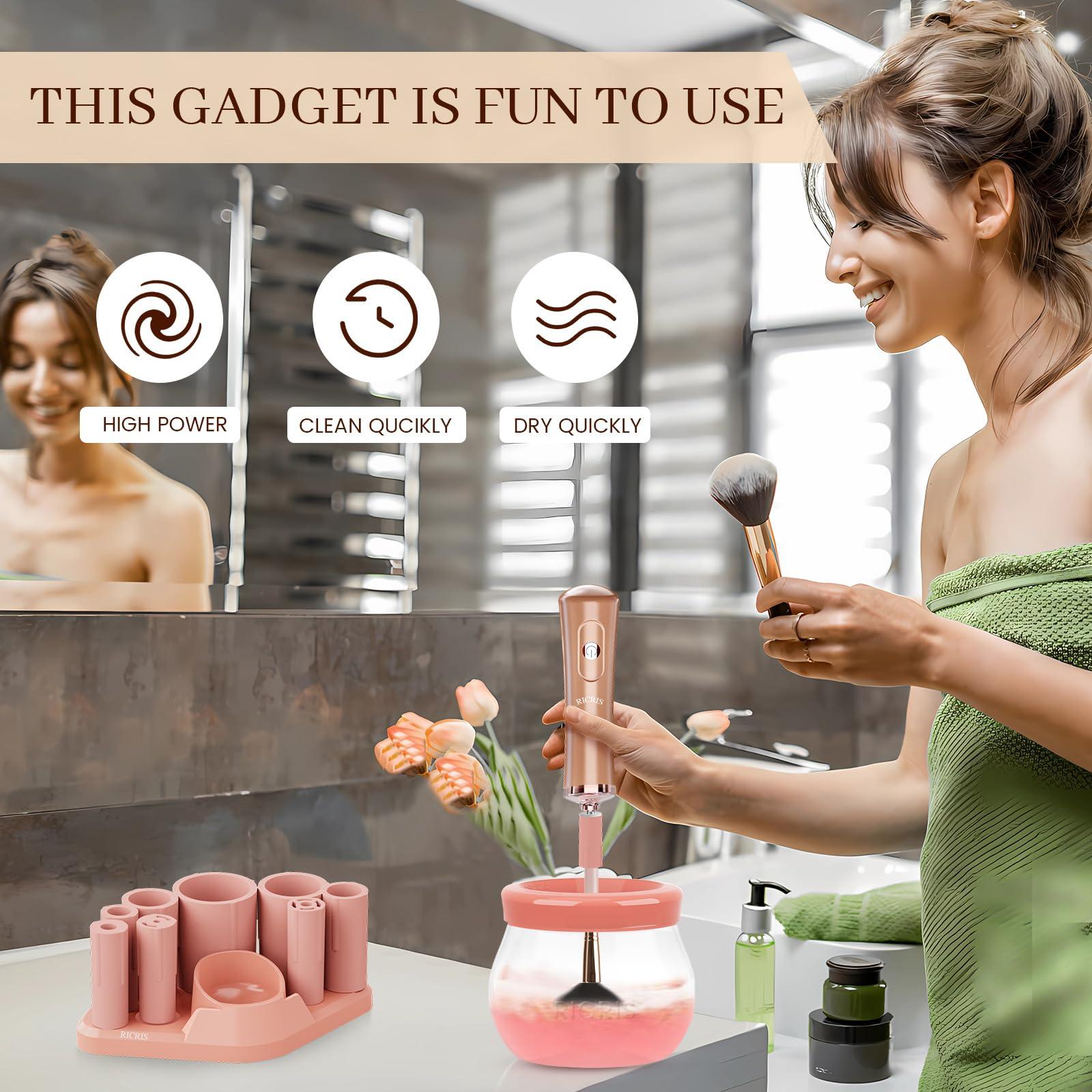 RICRIS RICRIS Electric Makeup Brush Cleaner Machine - Ultra Fast USB Make Up Brush Washer and Dryer - Automatic Cosmetic Brush Cleanser Tool Clean and Dry in Seconds for Beauty Women, Girls