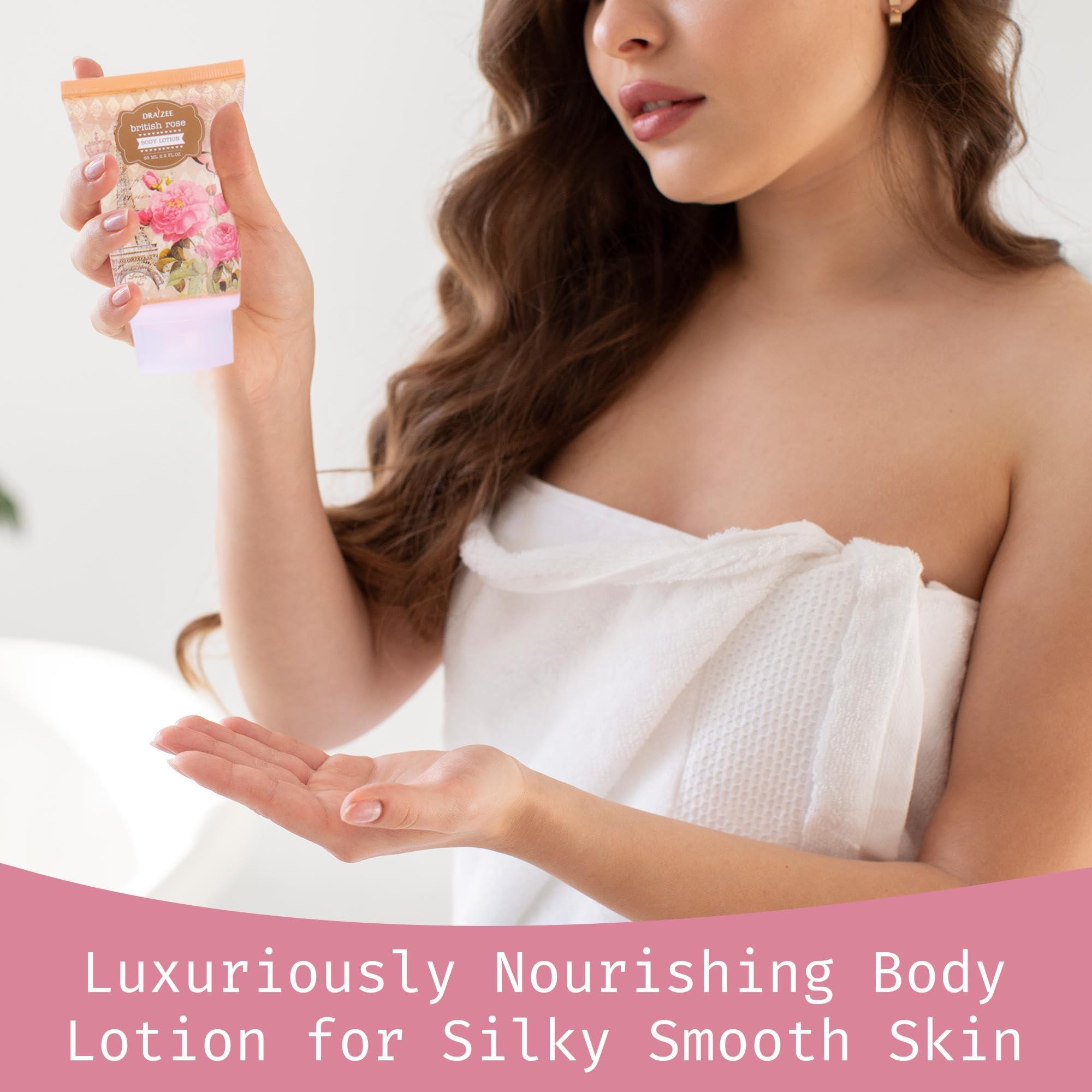 Draizee Spa Gift Basket For Women - Luxury British Rose Scented Bath and Body Set of 8-Pcs Heel Shoe Spa Basket with Body Lotion, Butter, Shower Gel, Bubble Bath & More - Gift for Her, Mom by Draizee