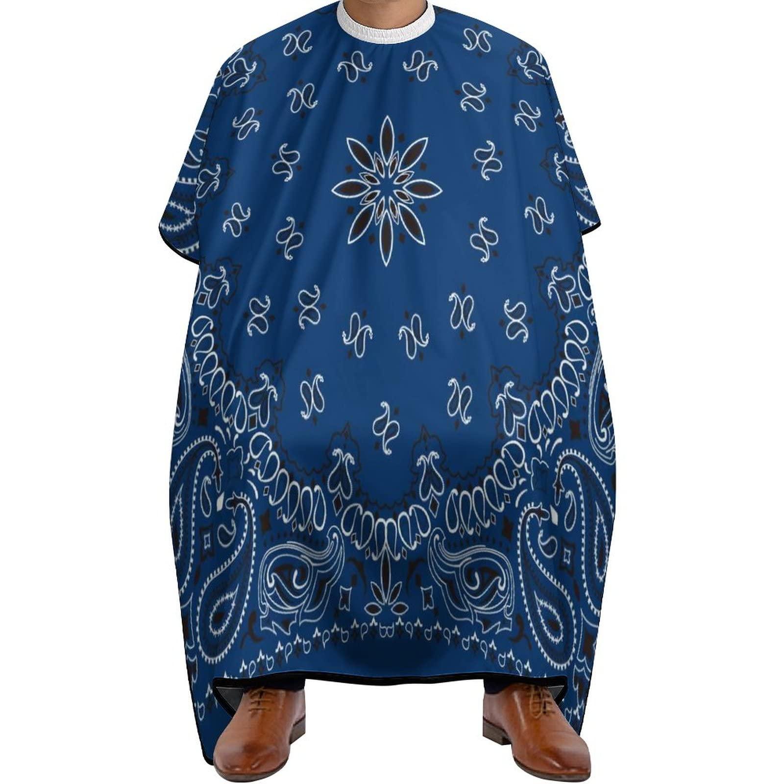 Nudquio Blue Paisley Bandana Men Barber Capes Professional Women Hairdressing Haircut Apron Hair Cutting Salon Print