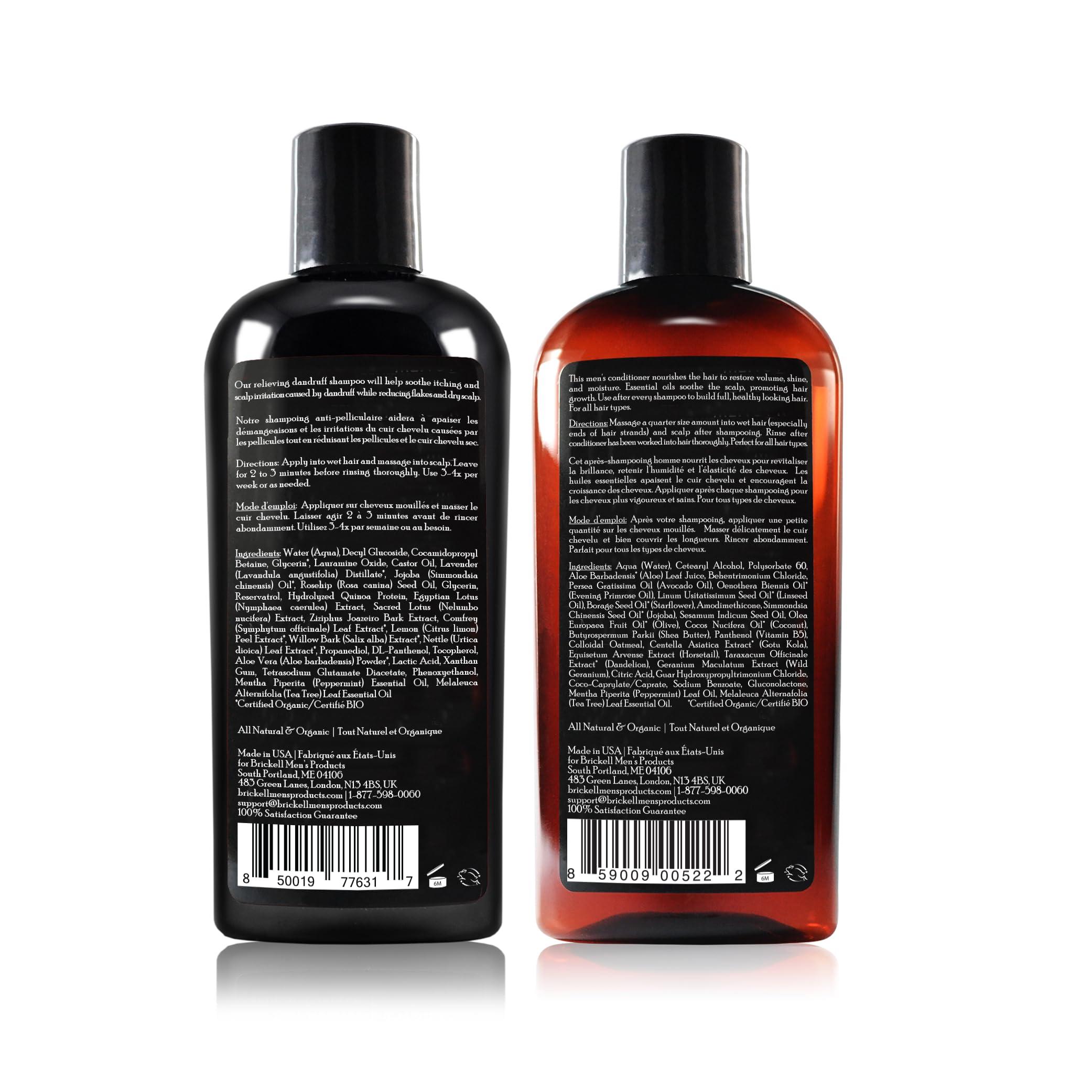 Brickell Men's Products Brickell Mens Daily Relieving Hair Care Routine, Dandruff Shampoo and Conditioner Set For Men, All Natural and Organic, Scented