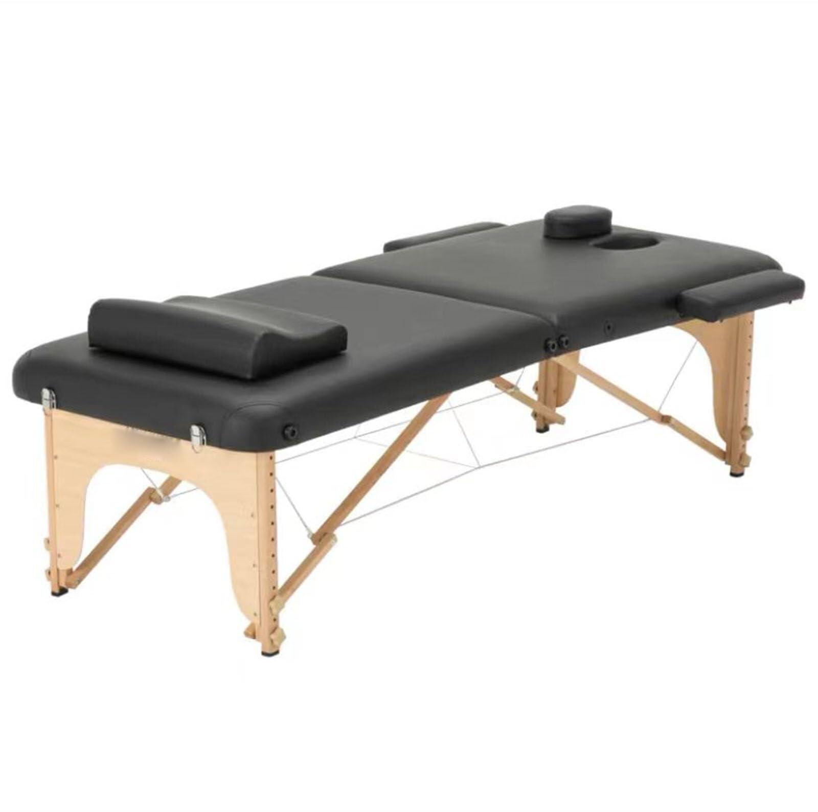 NinthAvenue Basics Professional Massage Table Massage Bed Spa Bed Portable 2 Folding W/Carry Case Table Heigh Adjustable Salon Bed, Black