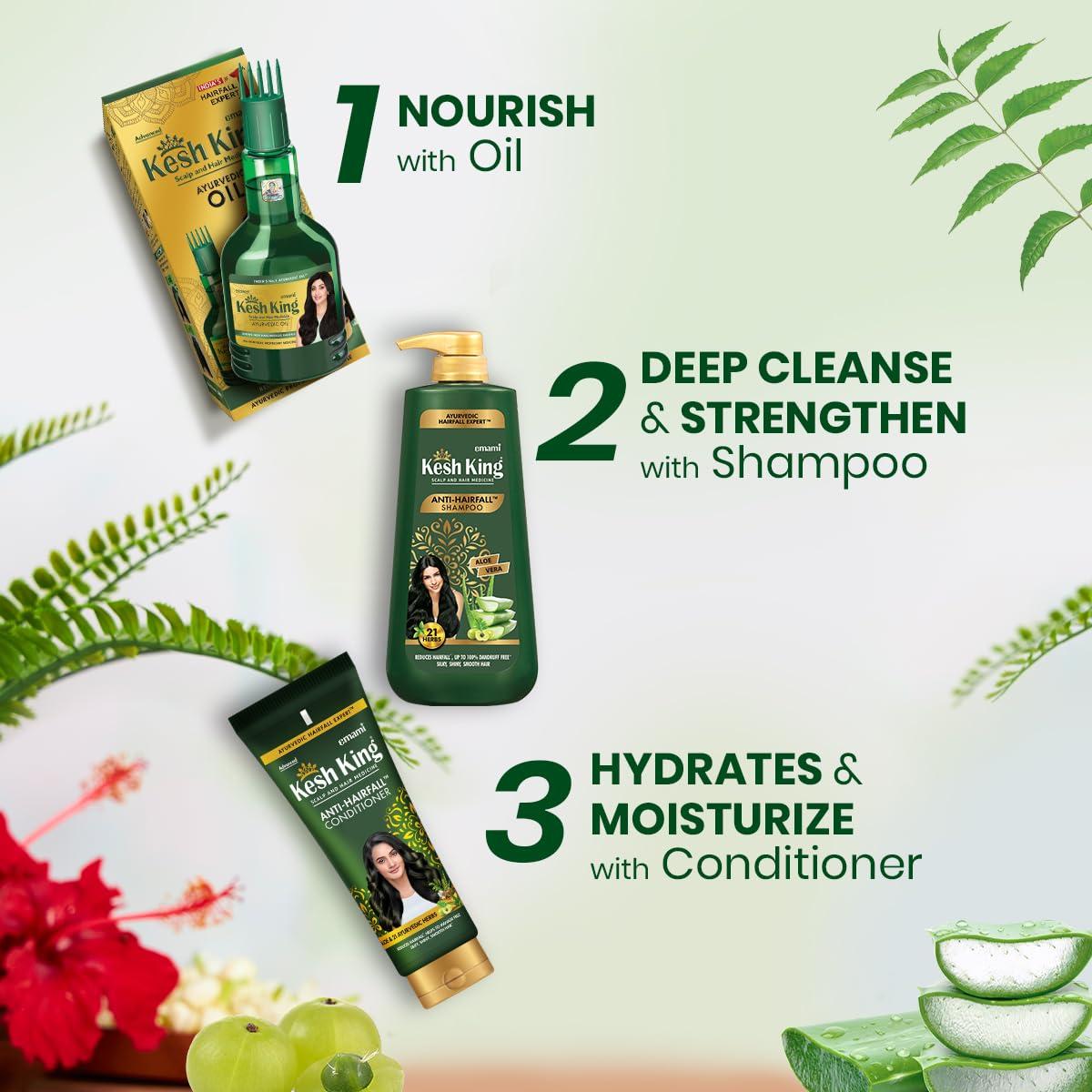 KESH KING KESH KING Anti Hairfall Shampoo | with 21 Ayurvedic Herbs & Aloe Vera | Provides Healthy Nourished Scalp | for Shiny & Smooth Hairs | 33.81. Fl Oz/1000ml