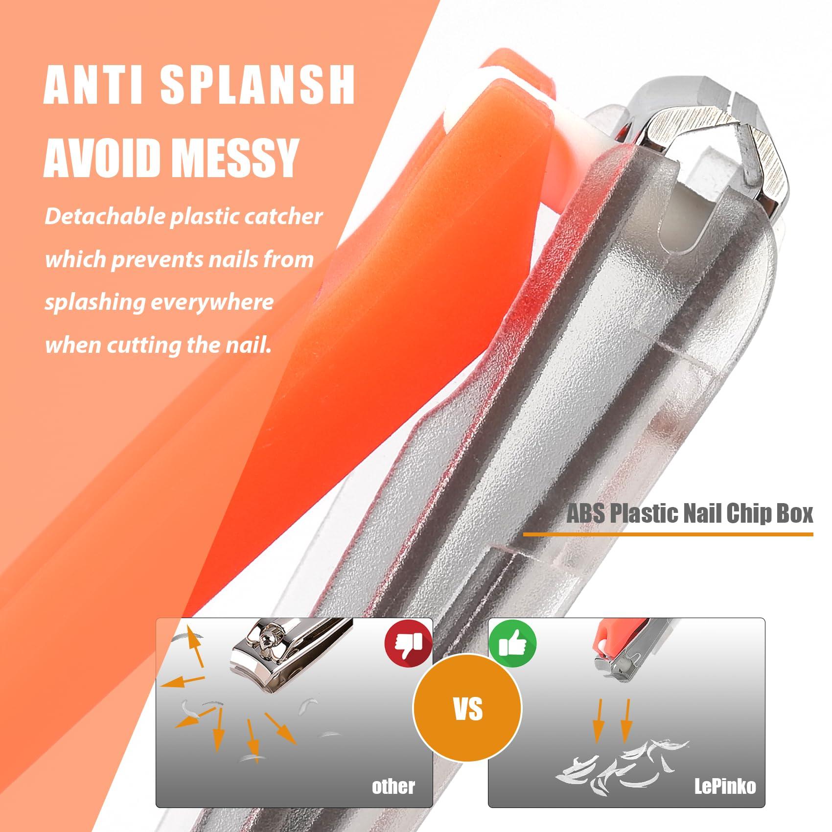 LePinko LePinko Diamond Nail File with Crystal Nail Shiner Set and No Splash Nail Clippers Set