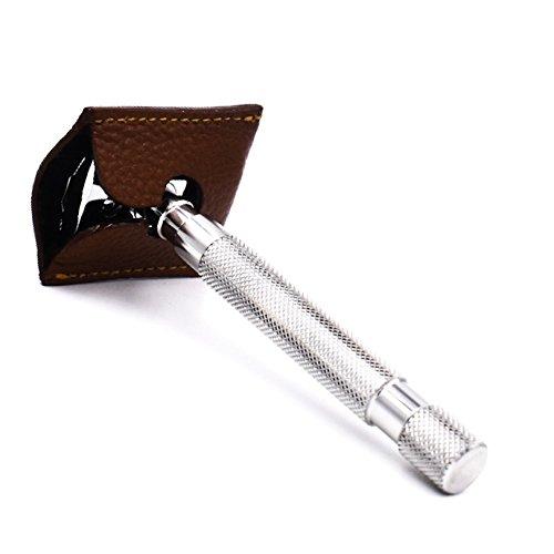 Parker Safety Razor Parker Genuine Leather Double Edge Safety Razor Protective Sheath/Travel Cover (Saddle Brown)
