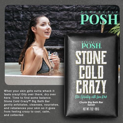 Perfectly Posh Perfectly Posh - Stone Cold Crazy Big Bath Bar Soap - Refreshing and Nourishing Soap with Energizing Scent - for Energizing Bath Time - 7oz