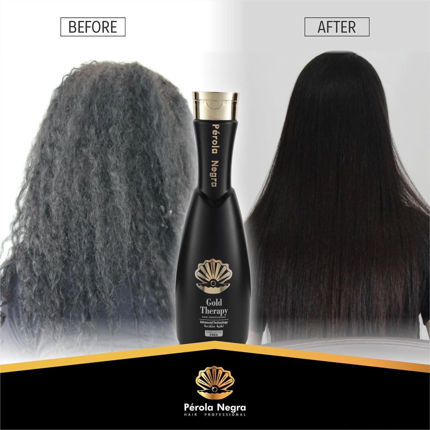 PROLA NEGRA GOLD THERAPY HAIR PROFESSIONAL Perola Negra Gold Therapy Hair - Treatment Complex Blowout - Brazilian Keratin - Formaldehyde Free - Hair Straightening 35.2 Fl.oz