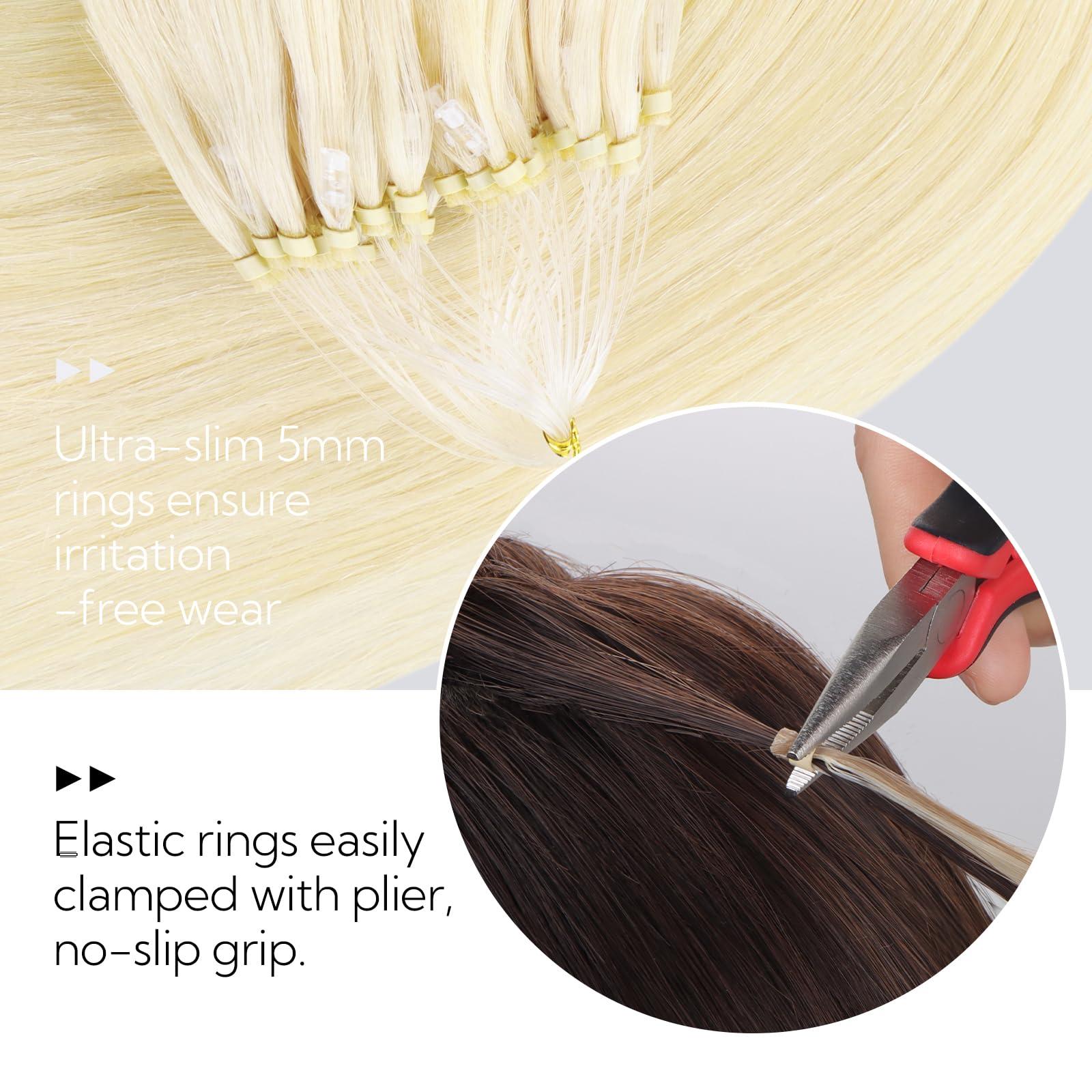 hotbanana HOTBANANA Micro Ring Hair Extensions Human Hair, 22 inch 50g 50s Platinum Blonde Micro Beads Real Human Hair Extensions Straight Micro Link Micro Loop Hair Extensions