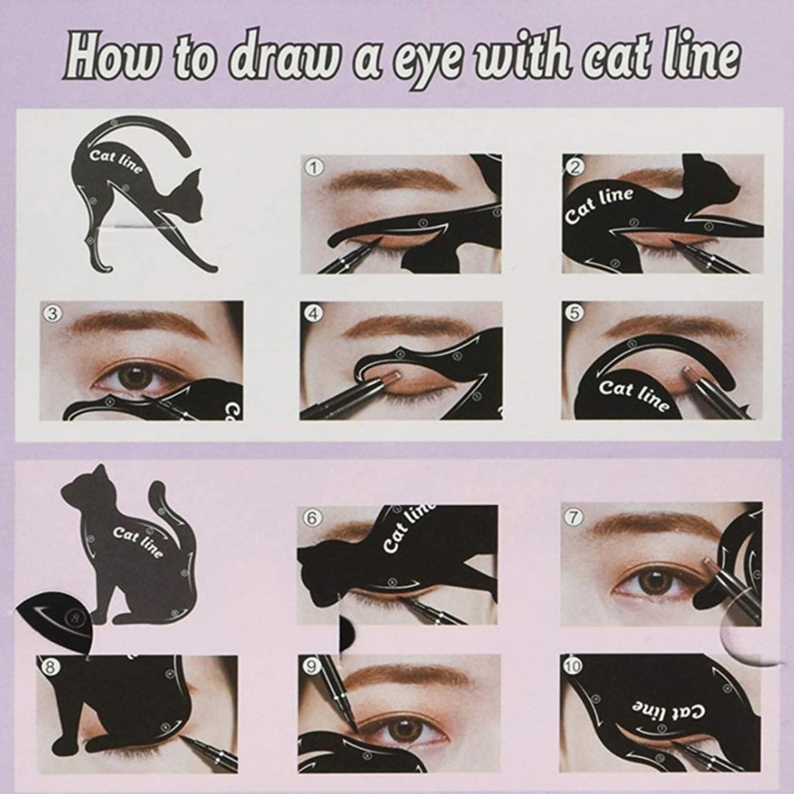 jklymm jklymm Cats Eyeliner Stencils Smoky Eyeshadow Applicators Template Plate Cats Eye Liner & Eye Guide Template Tools Eye Makeup Tools To Create Cat Eyes Liner Eye Makeup Tools And Accessory
