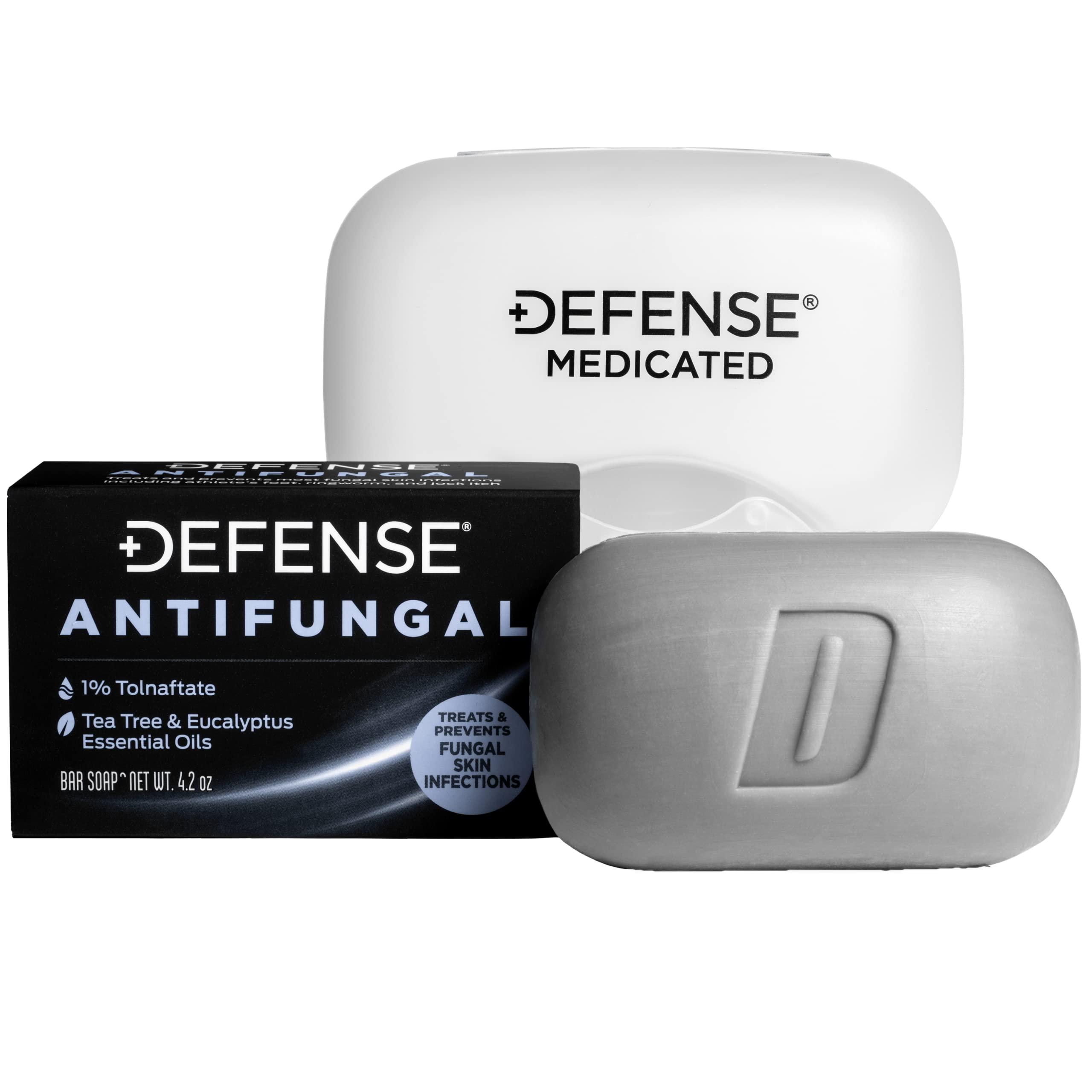 Defense Soap Defense Soap Peppermint 4 Oz Bar (Pack of 2), Antifungal Medicated Bar Soap, & Body Wash 32 oz - Natural Shower Gel