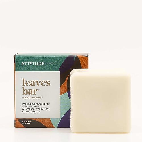 ATTITUDE ATTITUDE Hair Conditioner Bar, Plant- and Mineral-Based Plastic-free Beauty Care, Vegan and Cruelty-free, Volumizing, Orange Cardamom, 4 Oz