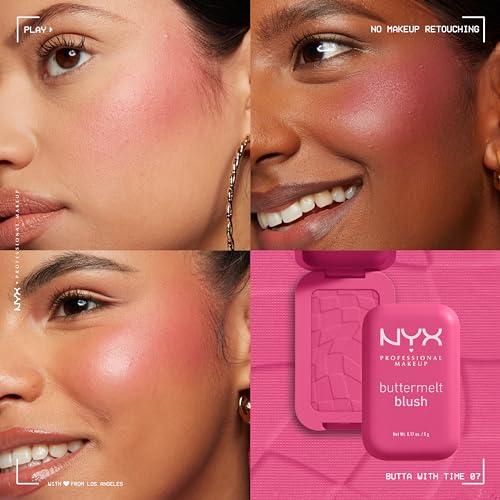 NYX PROFESSIONAL MAKEUP NYX PROFESSIONAL MAKEUP Buttermelt Powder Blush, Fade and Transfer-Resistant Blush, Up to 12HR Make Up Wear, Vegan Formula - Butta With Time