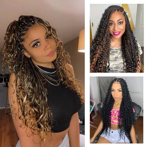 FIRSTCYH HAIR Senegalese Twist Crochet Hair with Curly Ends - 12 Inch Boho Island Twist Crochet Hair 8 Packs Boho Goddess Twist Crochet Hair Pre Looped Crochet Twists with Curly Ends(12(8Packs), 1B/33/30)