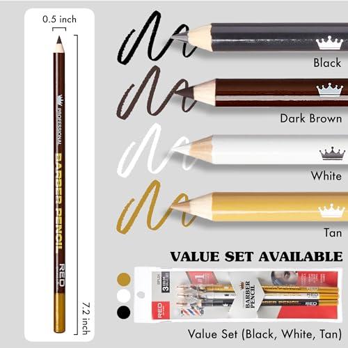 Red by Kiss Red by Kiss 3PCS Barber Pencil with Built-in Sharpener Edge Hairline Razor Trace Pencils Beard Guide Beard and Hairline Outliner Pencils (White)