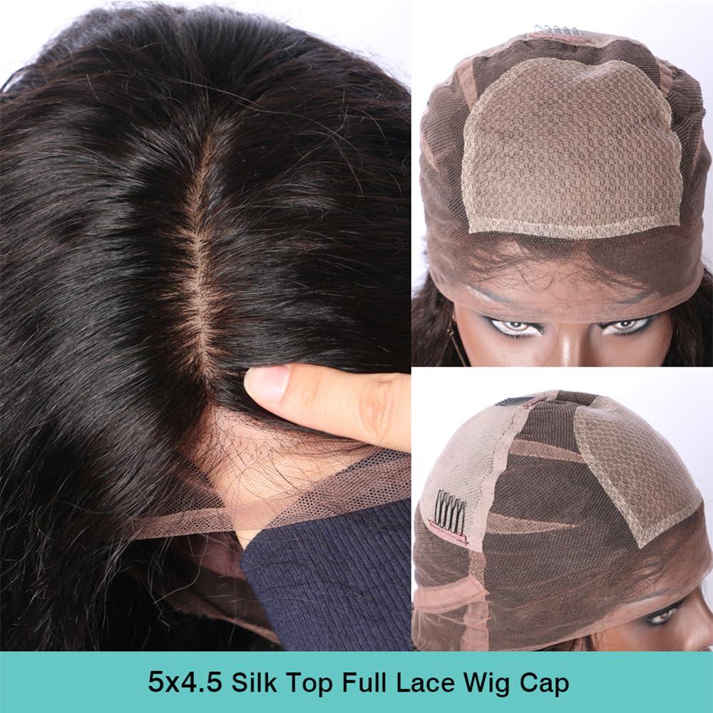 YOUNG BEAUTY YOUNG BEAUTY 5 * 4.5 Silk Top Full Lace Wigs Silky Straight HD Lace Full Lace Human Hair Wig PrePlucked Glueless Silk Base Full Lace Human Hair Wigs for Women 150Density 20inch Natural Color