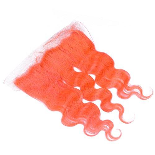 Tony beauty hair Tony Beauty Hair Indian Virgin Hair Wefts Pure Orange with Ear to Ear Frontal Body Wave Wavy Orange Human Hair Weaves 3 Bundle Deals with 13x4 Lace Frontal Closure 4Pcs Lot (10 10 10+10)