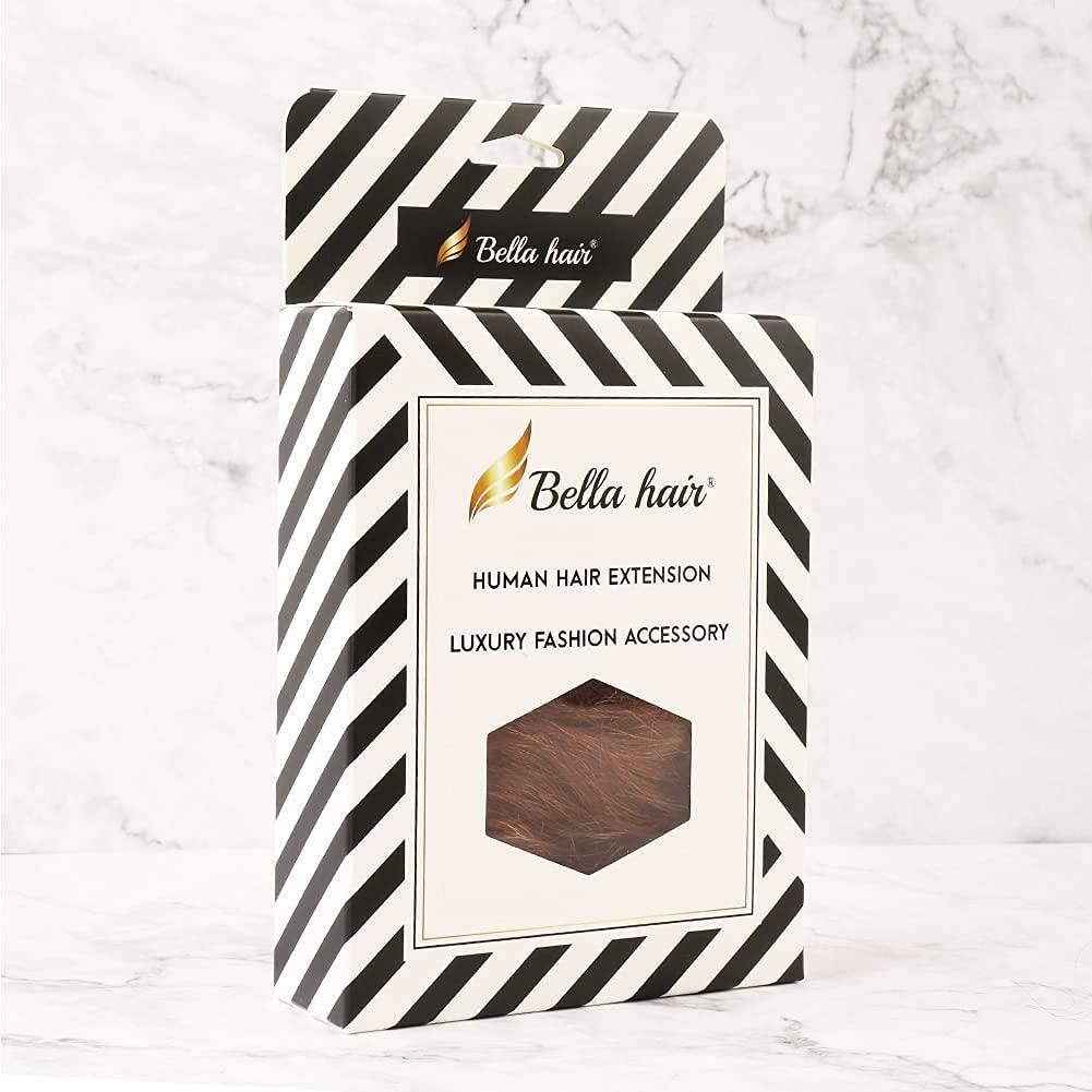 Bella Hair Bella Hair 100% Human Hair Scrunchies for Women Messy Bun Hair Piece Wavy/Curly Up-Do Ponytail Extension (#30 Medium Auburn/Red Brown)