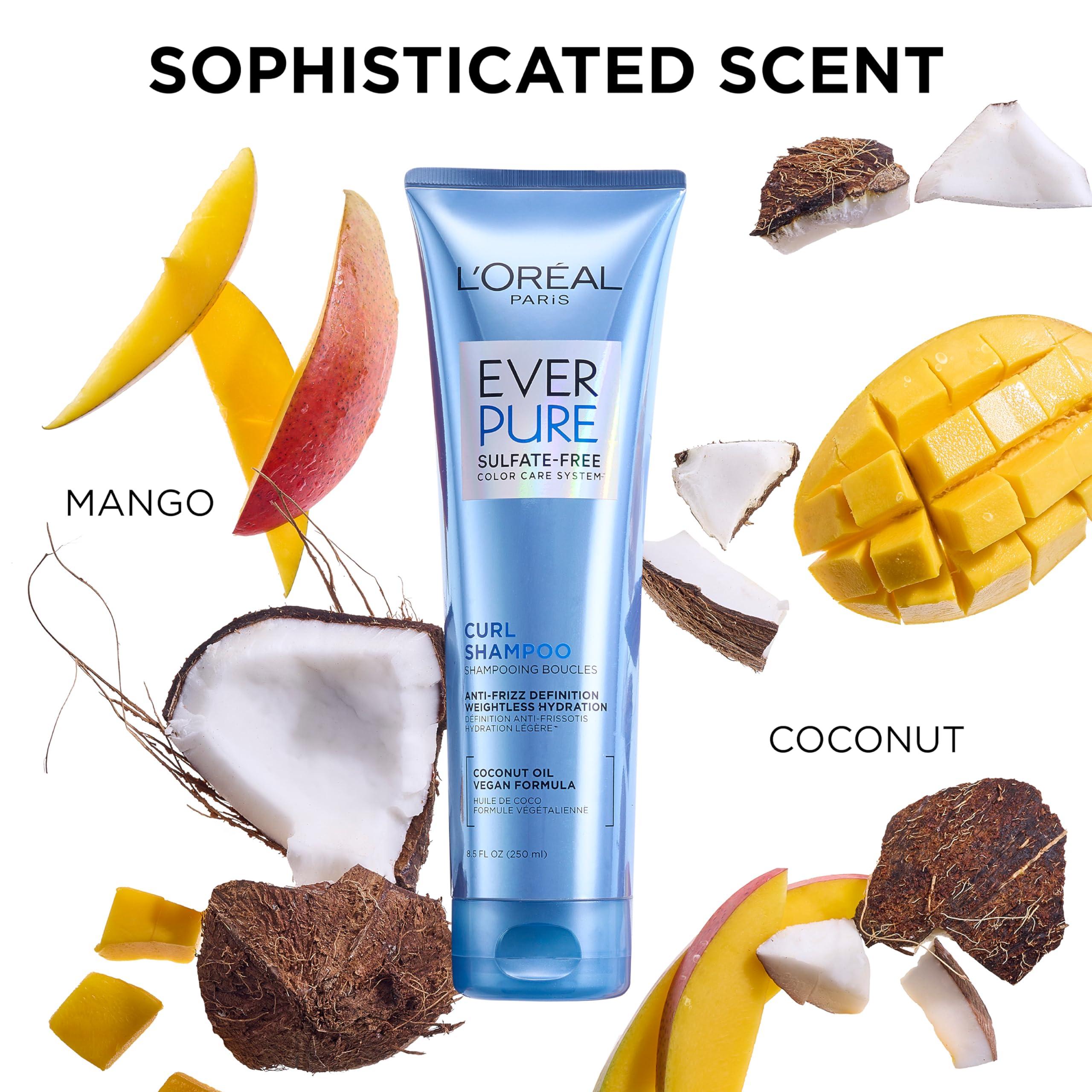 L'Oreal Paris L\'Oreal Paris Sulfate Free Conditioner for Curly Hair, Lightweight, Anti-Frizz Hair Care with Coconut Oil, EverPure, 8.5 Fl Oz (Packaging May Vary)