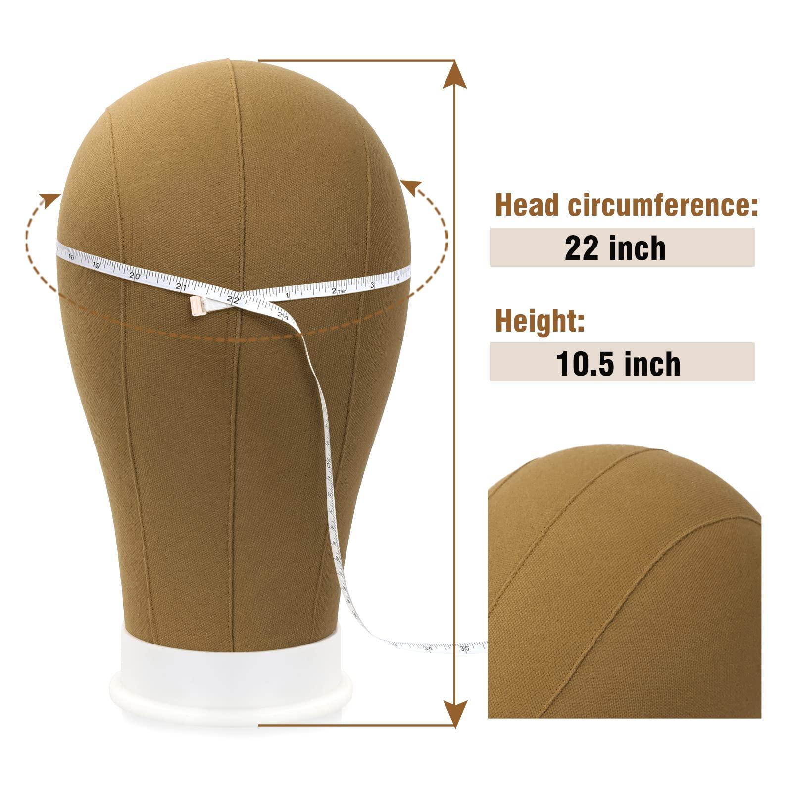 Bileaf 22 Inch Canvas Block Head Wig Mannequin Head Display Styling Poly Canvas Wig Head with Stand for Making Wigs