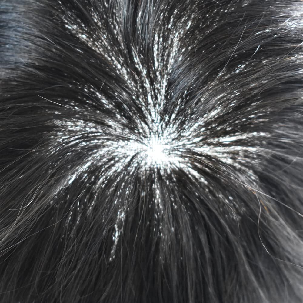 Hair Wonders Hair Wonders Toupee For Men Hair Piece Real Human Hair Soft Swiss Lace Hair Replacement System For Mens Toupee Hair Piece For Men Hair Prosthesis 6X8 Light to Medium density 1B# OFF BLACK