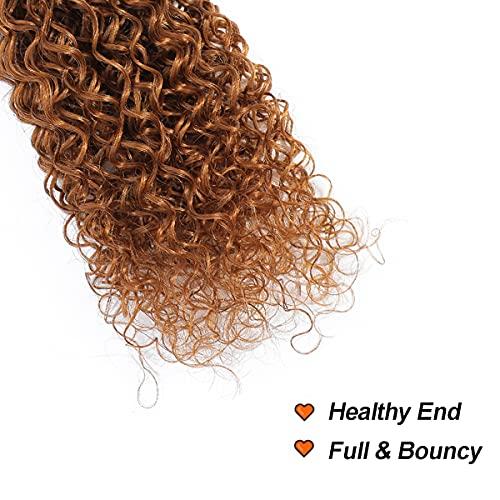 Kislemon Kinky Curly Hair Ombre 1B 30 Ombre 2 Tone 1B/30 Kinky Curly Human Hair Weave Bundles 1 piece, Black Roots Ombre Brown Real Brazilian Remy Hair Weave Bundles (10 inches)