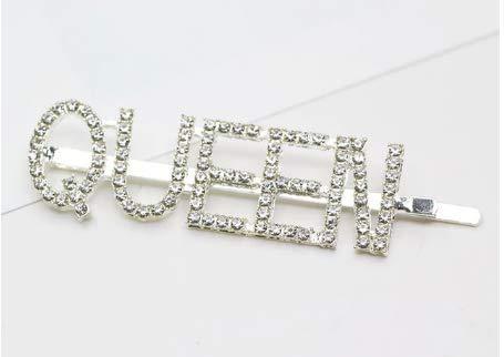 Babanga Baba 1 Pieces Barrettes Word"QUEEN" Women Girls Crystal Rhinestone Words Hairpin Hair Barrette Clip Hair Accessories