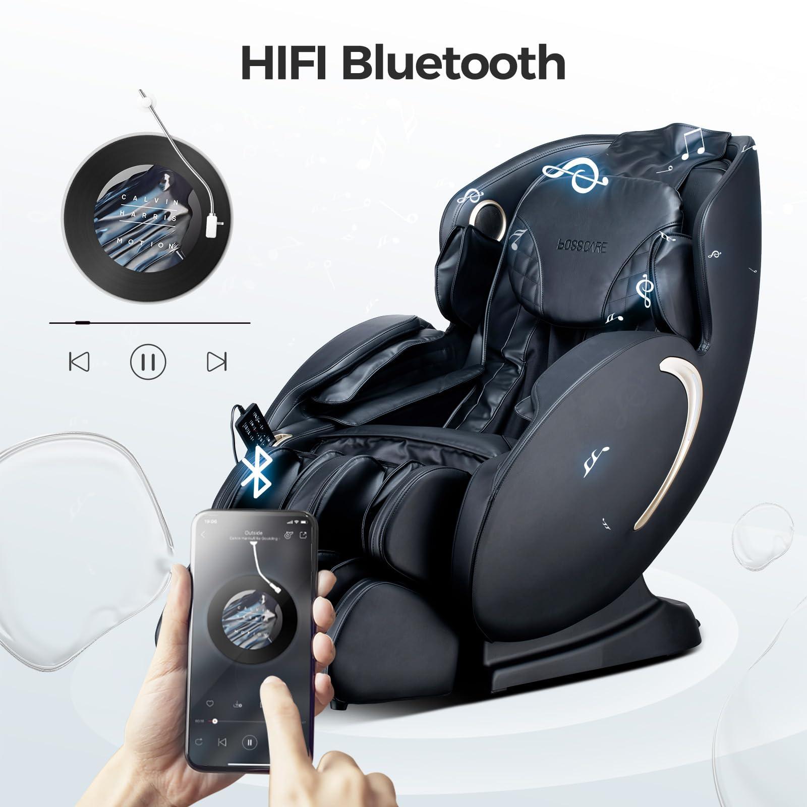 BOSSCARE BOSSCARE 3D Full Body Zero Gravity Massage Chair, 2025 APP Control Shiatsu Massaging Recliner, Back Heating, HiFi Bluetooth Message Chair