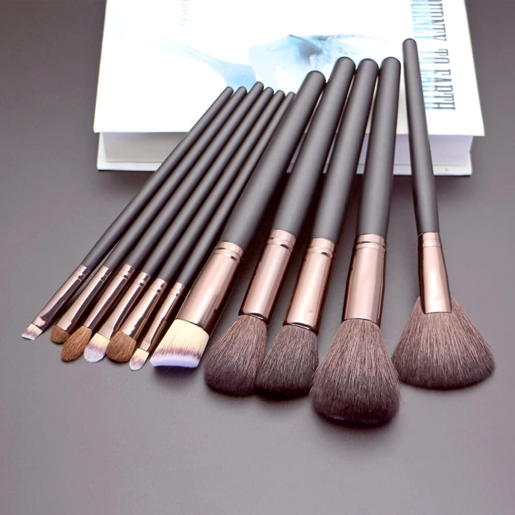 IBDRYKK Natural Hair Makeup Brushes 11Pcs Make Up Set Kit Tools Black Blending Foundation Contour Professional Makeup Brush Set