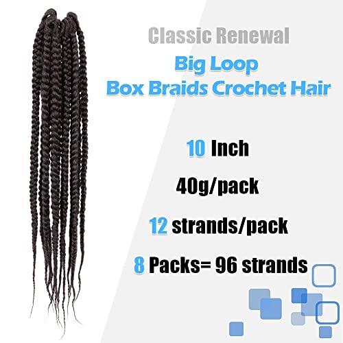 BOHOBABE BOHOBABE Big Loop Box Braids Crochet Hair 10 Inch 8 Packs Prelooped, Medium Short 3X Knotless Crochet Box Braiding Hair, Three Tones Brown Goddess Braid (4#)