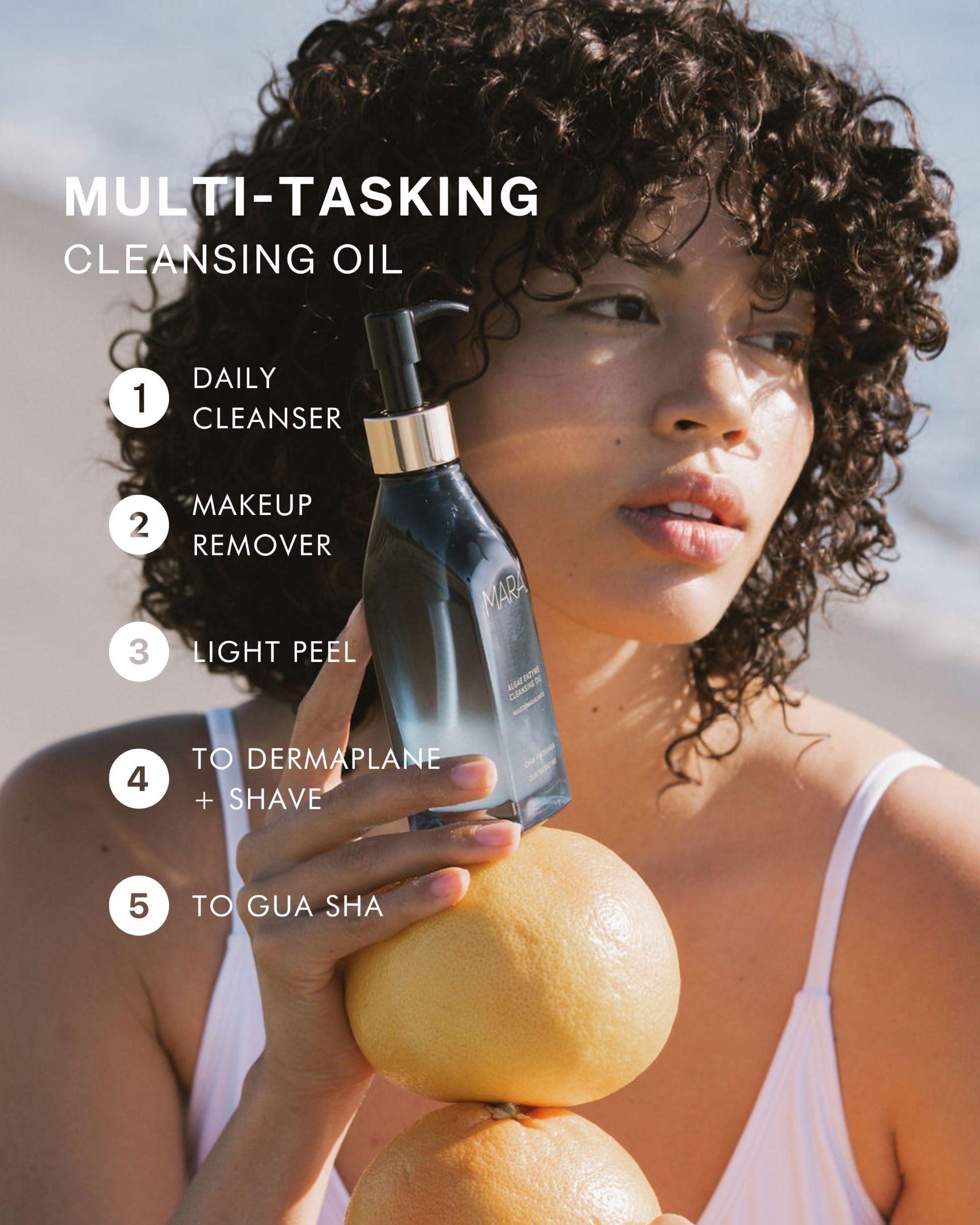 MARA MARA - Natural Chia + Moringa Algae Enzyme Cleansing Oil | Plant-Based, Gluten-Free Skin Care | For All Skin Types, Hypoallergenic, Hydrating, Exfoliating, Make-Up Remover (4 oz | 120 ml)