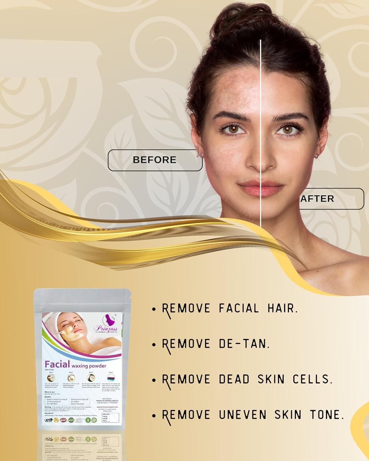 Generic Generic Facial Wax Powder | 5-minute Painless Face Hair Removal Waxing Powder | Easy to use at home | Facial hair remover for women