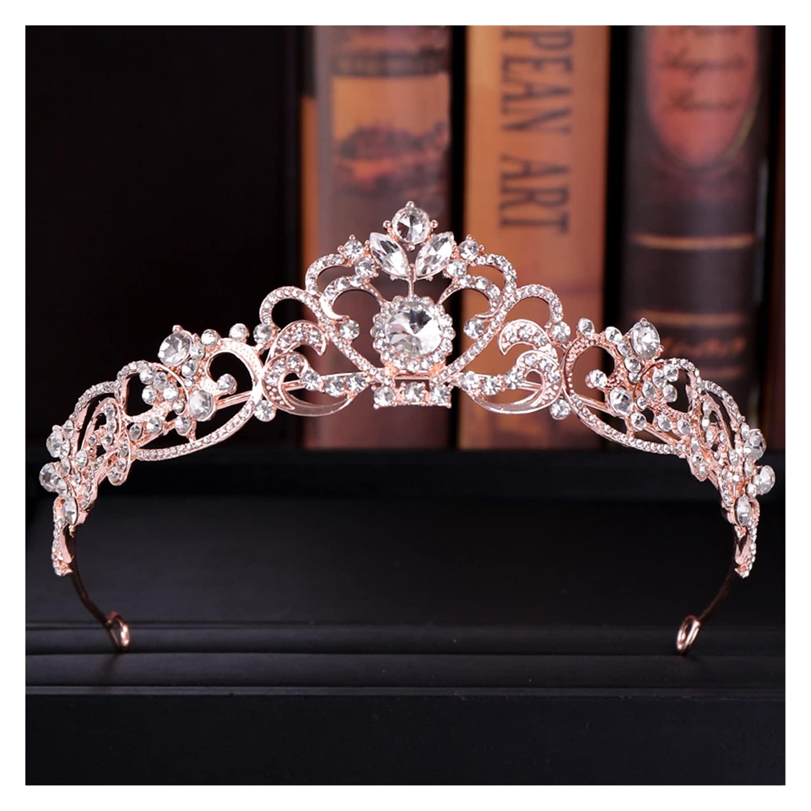 nihngvjm nihngvjm Bridal Crown Trendy Crystal Crown Rose Gold Bridal Tiara and Crown Hair Accessories for Wedding Bride Women Hair Jewelry Headpiece Headdress Tiara for Women (Size : Y)