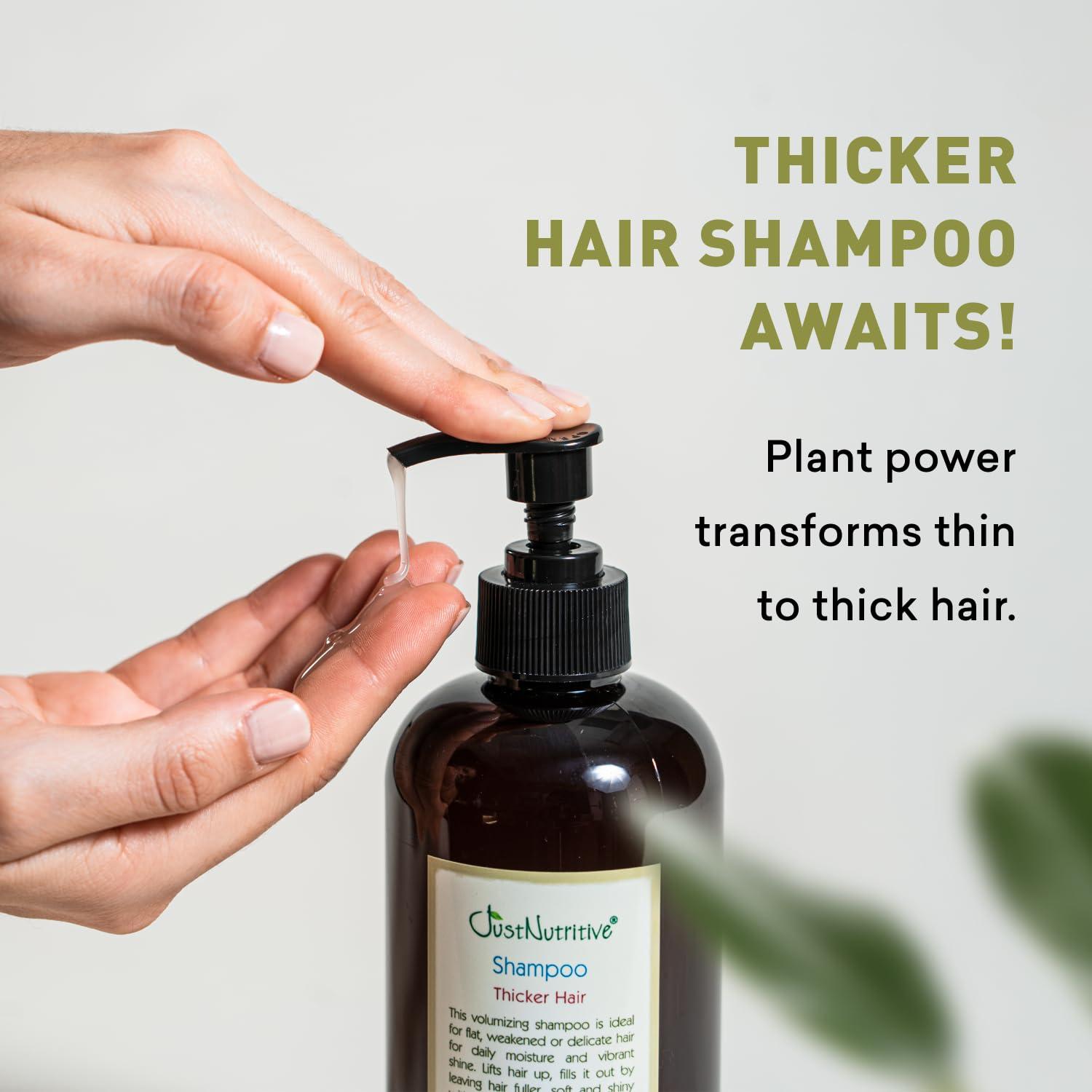 Just Nutritive Just Nutritive Thicker Hair Shampoo | Hair Thickening | Hair Growth Thickening Shampoo | Grow Thick Hair | Hair Thickening Treatment for Men and Women 16 Oz