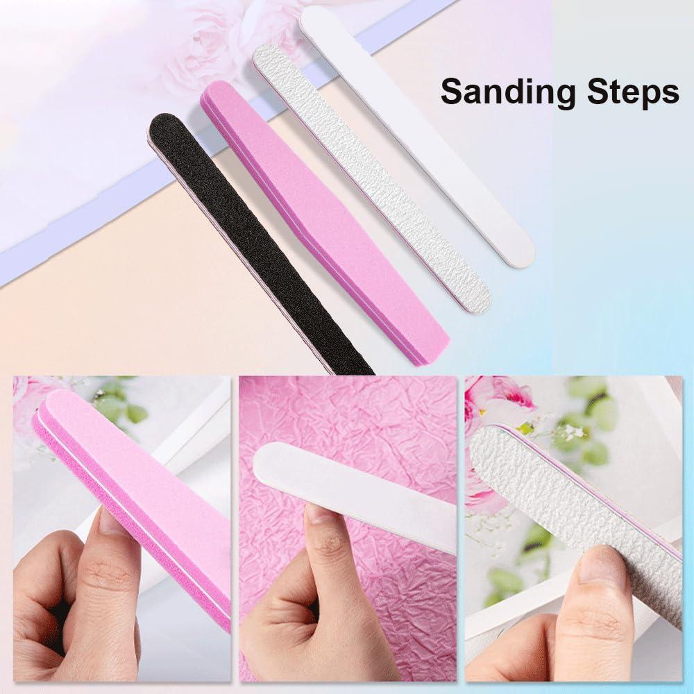 weggoy Nail Care Tool KitNail Buffers and Files, Manicure Tools Kit Nail File Kit with Nail clippersCuticle forkSteel pushNail filePolishing stickSponge stripBlack straight twistnail art tools