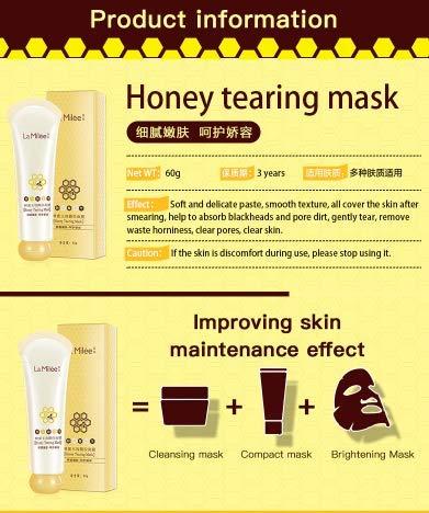 BaoTe' 2019 HOT Honey tearing mask Peel Mask oil control painless remove blackhead Peel Off Dead Skin Clean Pores Shrink Face Care 60g face mask