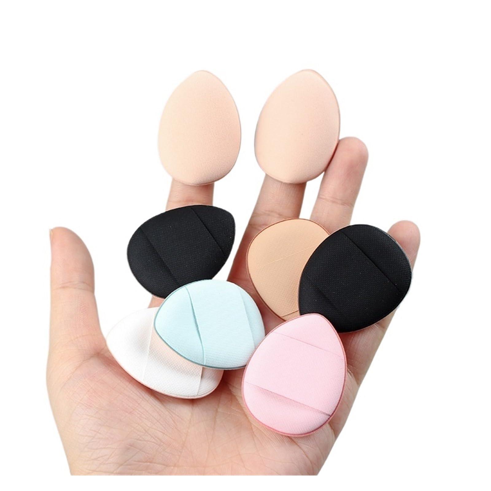 UNGMUQDD 3/10pcs Mini Size Professional Cosmetic Cushion Puff Concealer Foundation Detail Puff Finger Puff Set Makeup Sponge Beauty Tool(Black 3pcs OPP)