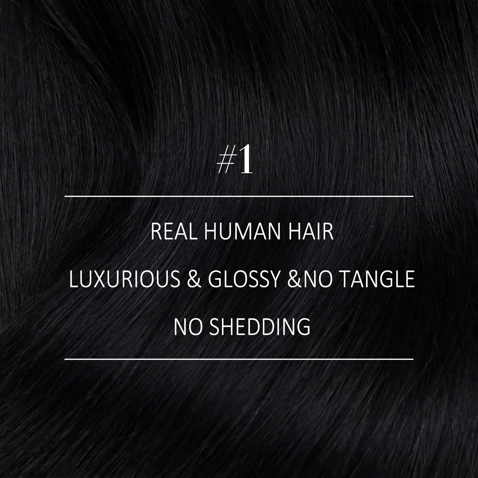 YoungSee YoungSee Sew in Extensions Black Human Hair Weft Extensions Black Sew in Hair Extensions Real Human Hair Black Sew in Weft Hair Extensions Human Hair Black Natural-Looking Hair Extensions 22Inch 100G