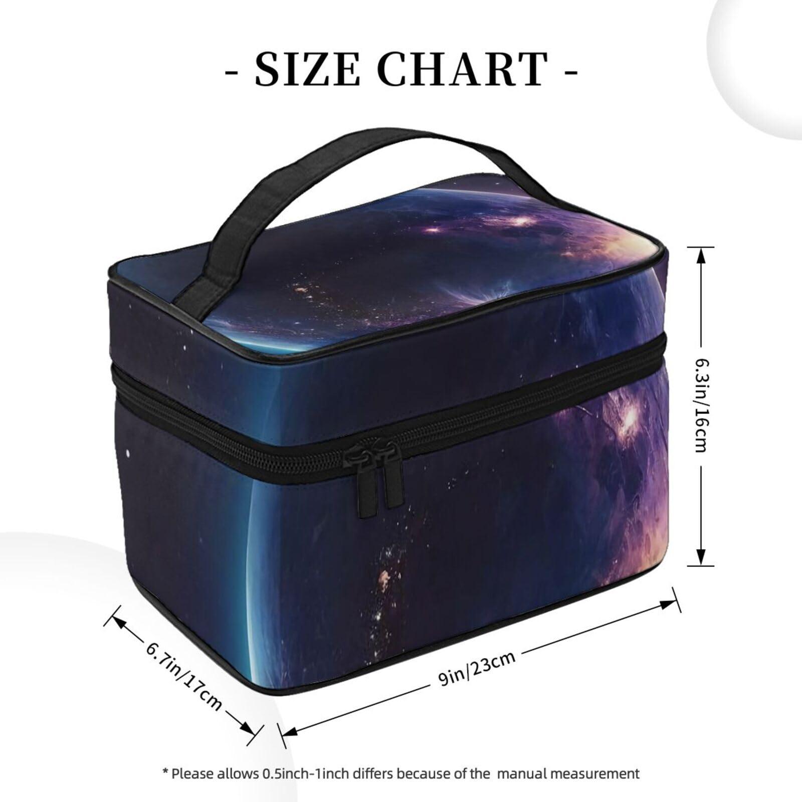 QASDFGHR QASDFGHR Small Galaxy Moon Print Makeup Bag,Travel Cosmetic Bag with Zipper for Women Square Make Up Bags Organizer