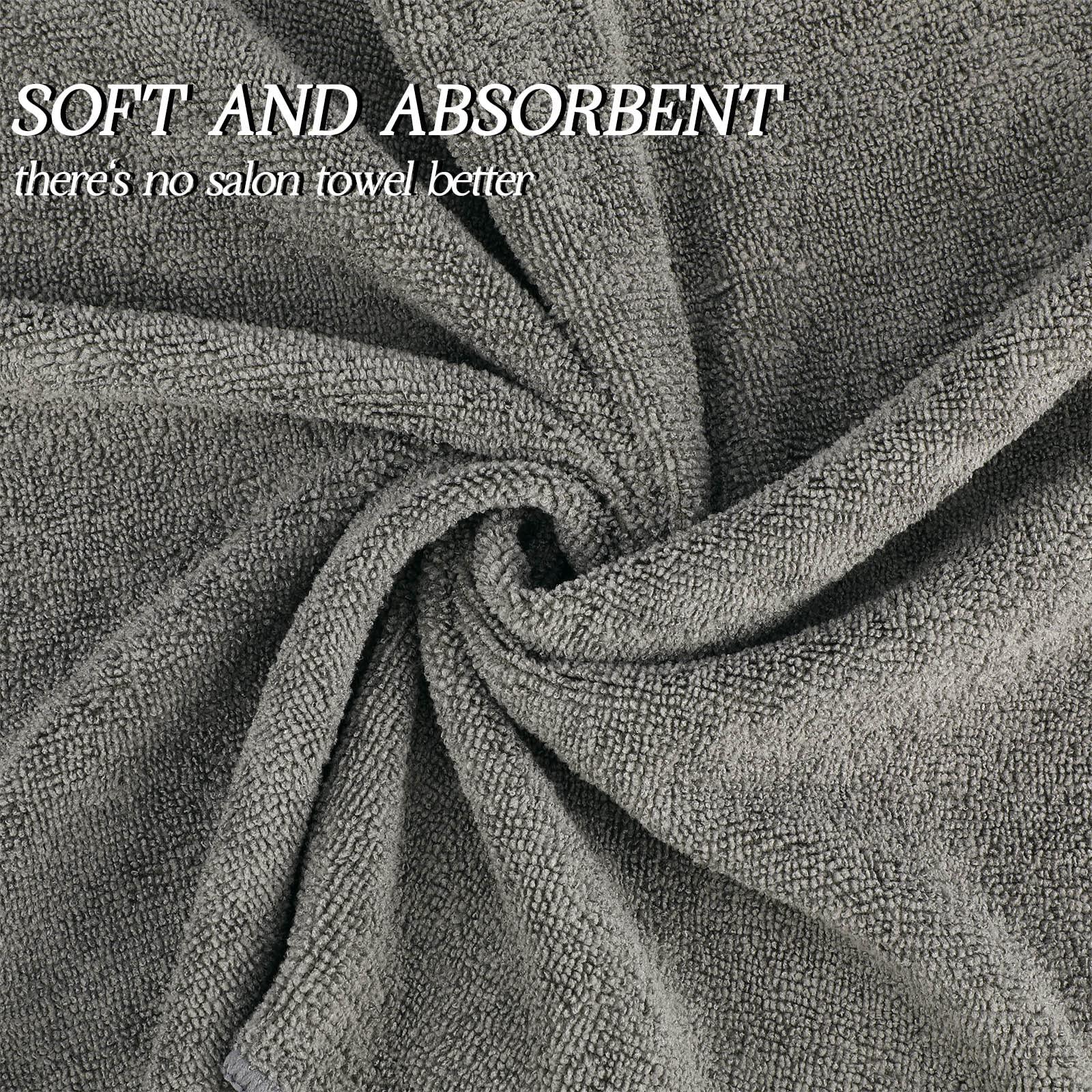 Shimeyao Shimeyao 40 Pack Bleach Proof Towels Microfiber Absorbent Resistant Hair Hand Towels Bulk Quick Dry 16 x 29 Inches for Barber Gym Bath Spa Shaving(Grey)