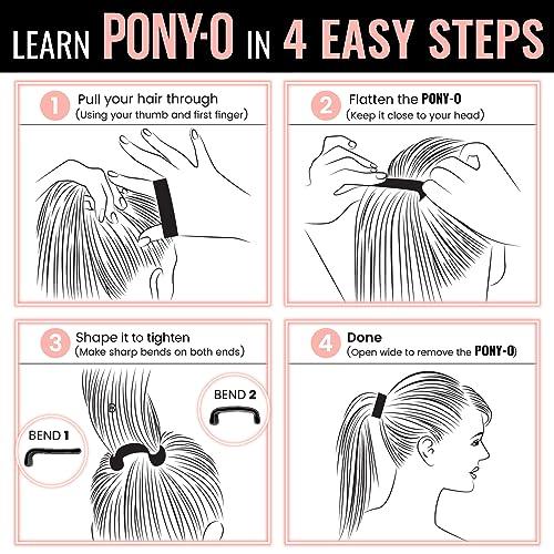 PONY-O X-Large PONY-O for Extra Thick, Heavy or Poofy Curly Hair - PONY-O Revolutionary Hair Tie Alternative Ponytail Holders - 2 Pack Black Original Patented Hair Styling Accessories