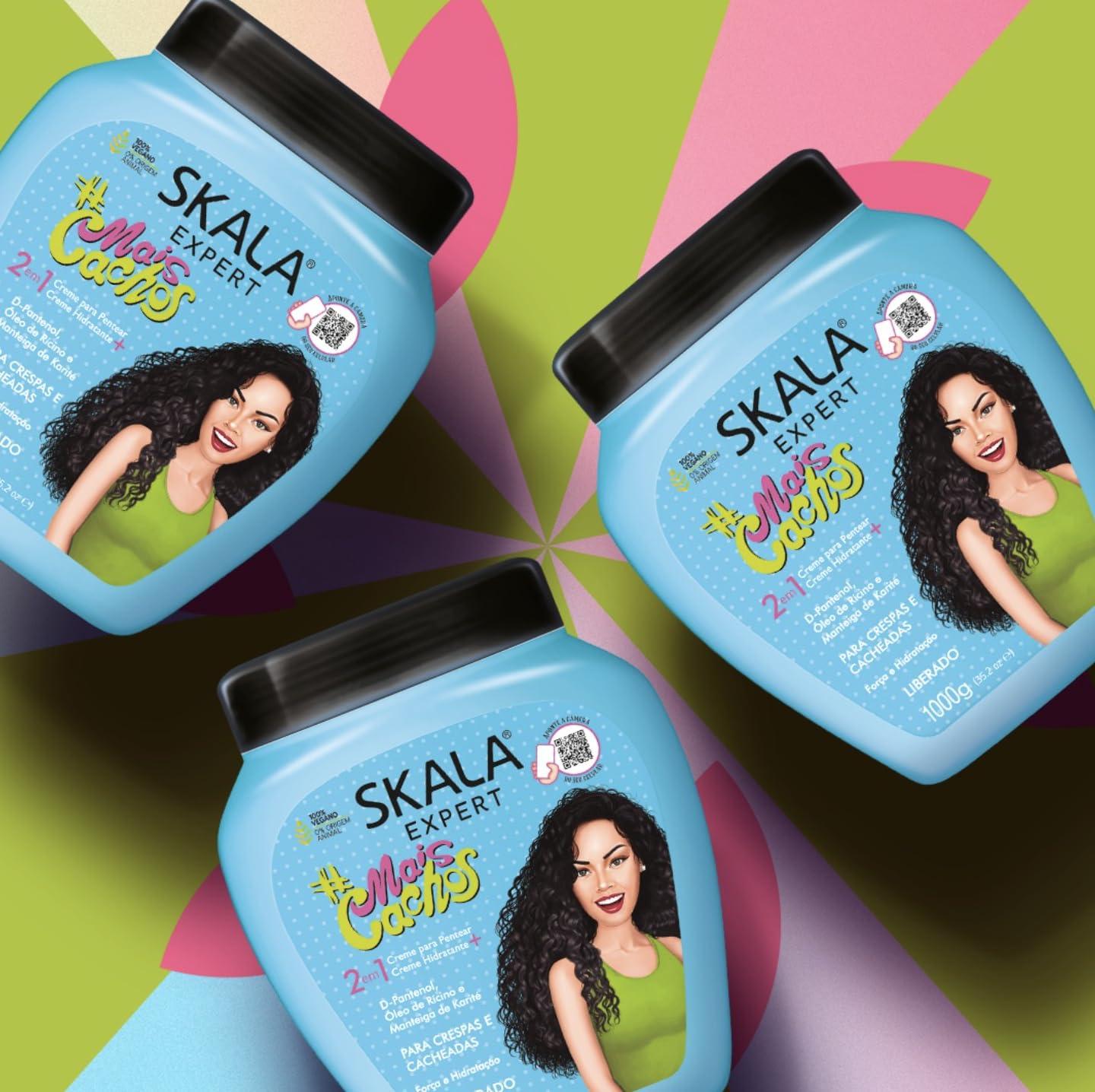 SKALA 2 Pack SKALA Mais Cachos Hydrates Curls, Eliminates Frizz, For Curly Hair - 2 IN 1 Conditioning Treatment Cream and Cream To Comb 35.2oz New