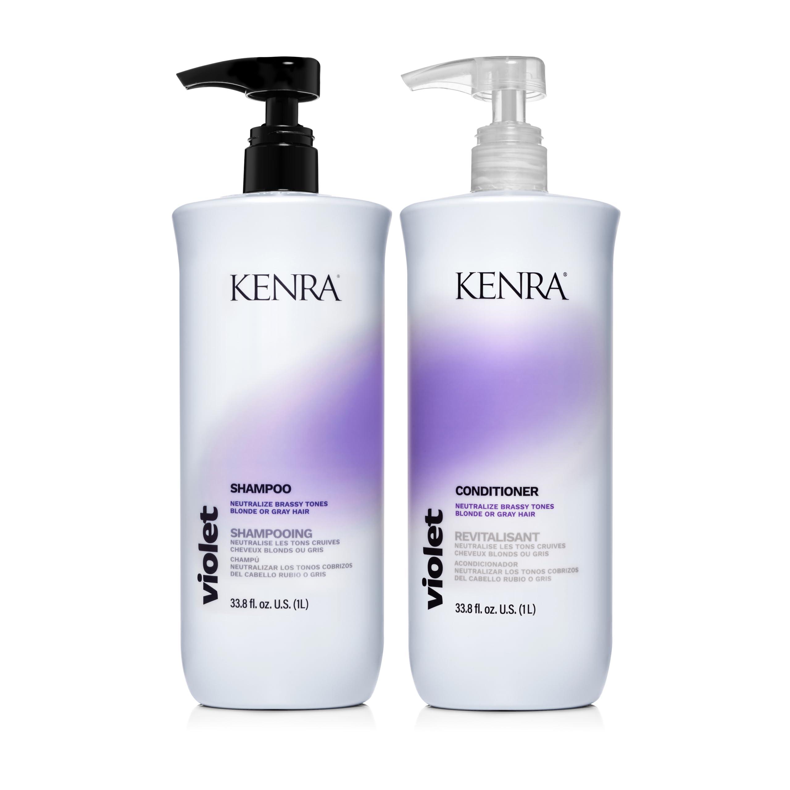 Kenra Professional Kenra Violet Shampoo & Conditioner Set | Eliminates Brassy Tones | Purple Pigment + Deposit | Neutralizes Yellow | Moisturizes Processed Hair | Enhances Vibrancy of Blonde or Gray Hair | Liter Duo