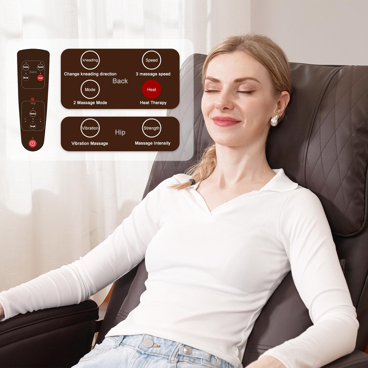 Seegool Seegool Rocking Massage Chair with Heat and Vibration Function, PU Leather Electric Massage Chair Remote Control with Adjustable Footrest and 2 Side Pocket Living Room Chair
