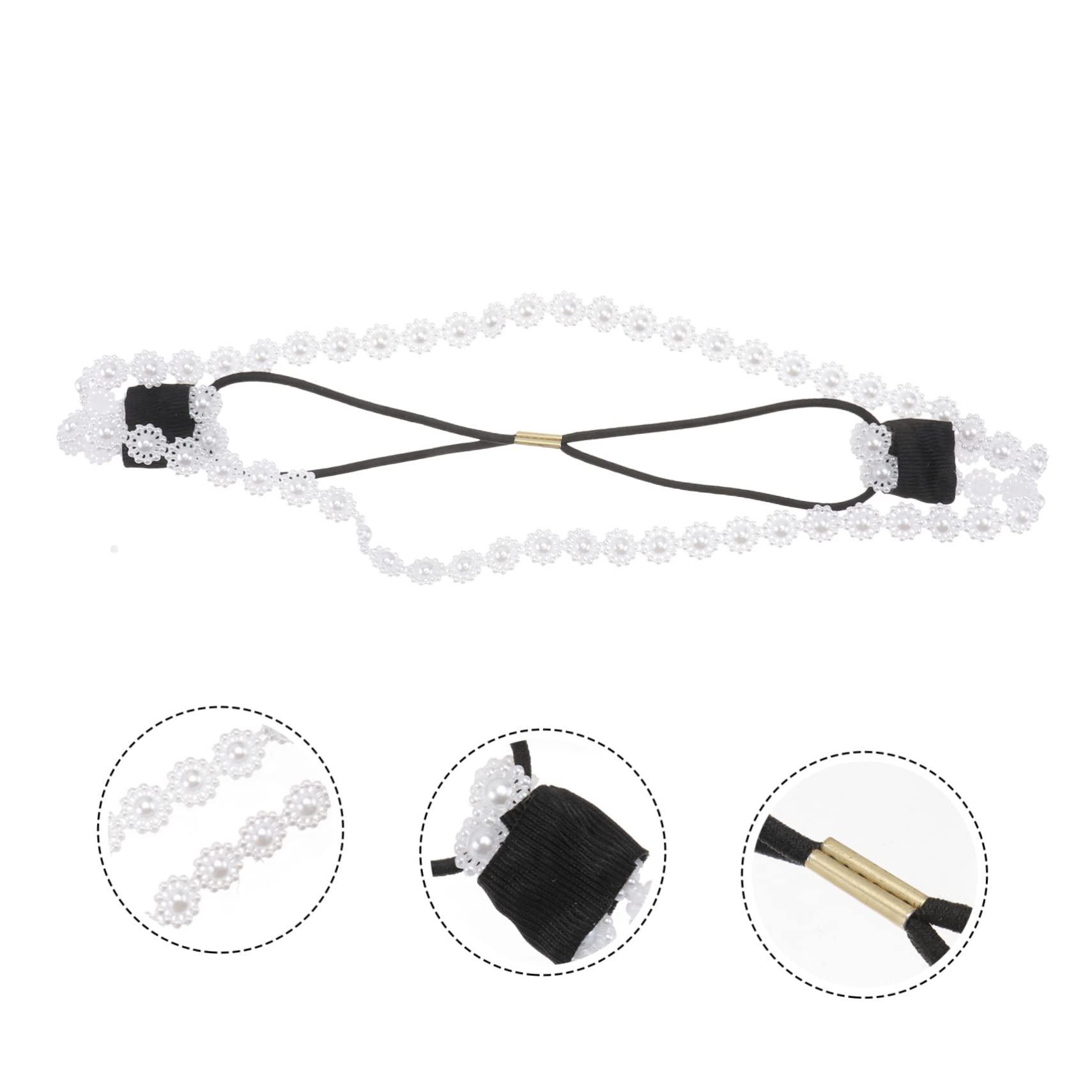 SKISUNO SKISUNO Bridal Hair Accessories Sparkly Hair Bands for Women Hair Band Gold Jewelry Headband Pearl Necklace Pearl Elastic Hairbands Bandana Hair Bands for Women Pearl Band White