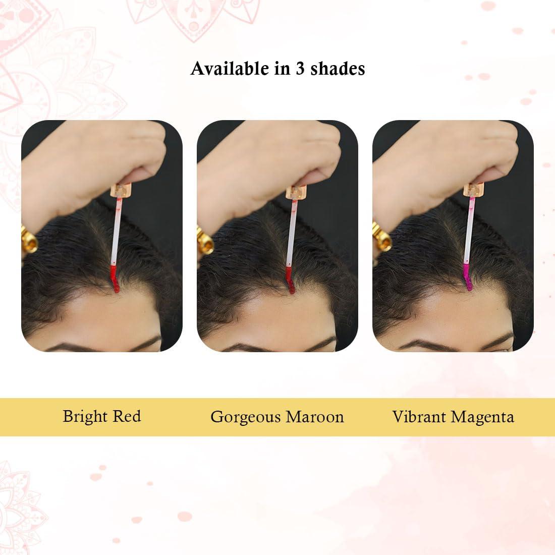 KEYA SETH AROMATHERAPY, DEVICE OF DROP Keya Seth Aromatherapy Aromatic 100% Natural Liquid Sindoor Magenta with Sponge-Tip- Applicator- Long Lasting Chemical Free & Waterproof with Floral Pigment-5ml (Pack Of 1)