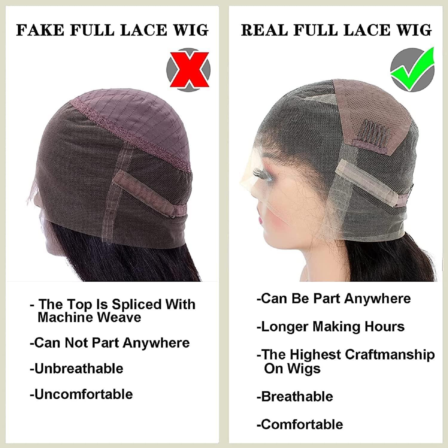 Peenoll Peenoll Full Lace Human Hair Wigs Straight HD Transparent Whole Lace Wig Pre Plucked With Baby Hair Bleached Knots Brazilian Virgin Human Hair Natural Black (12 Inch, Straight Full Lace Wig)