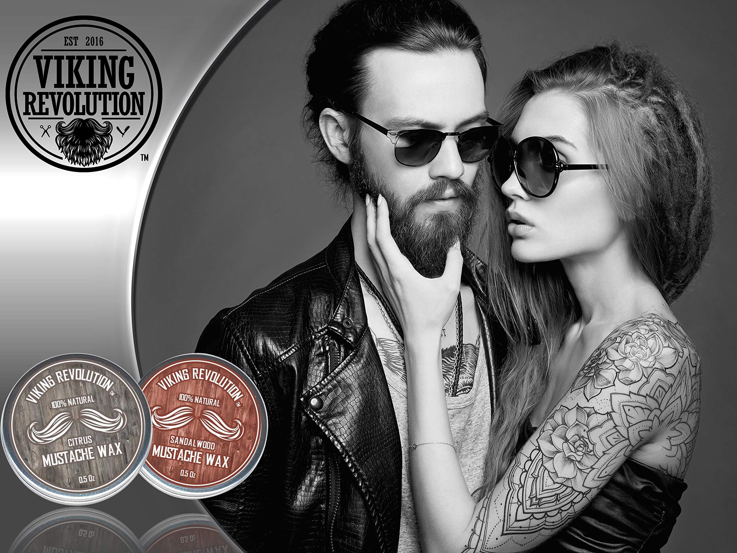Viking Revolution Viking Revolution Mustache Wax 2 Pack - Beard & Moustache Wax for Men - Strong Hold Helps Train Tame & Style (Citrus & Sandalwood, 2 pack)